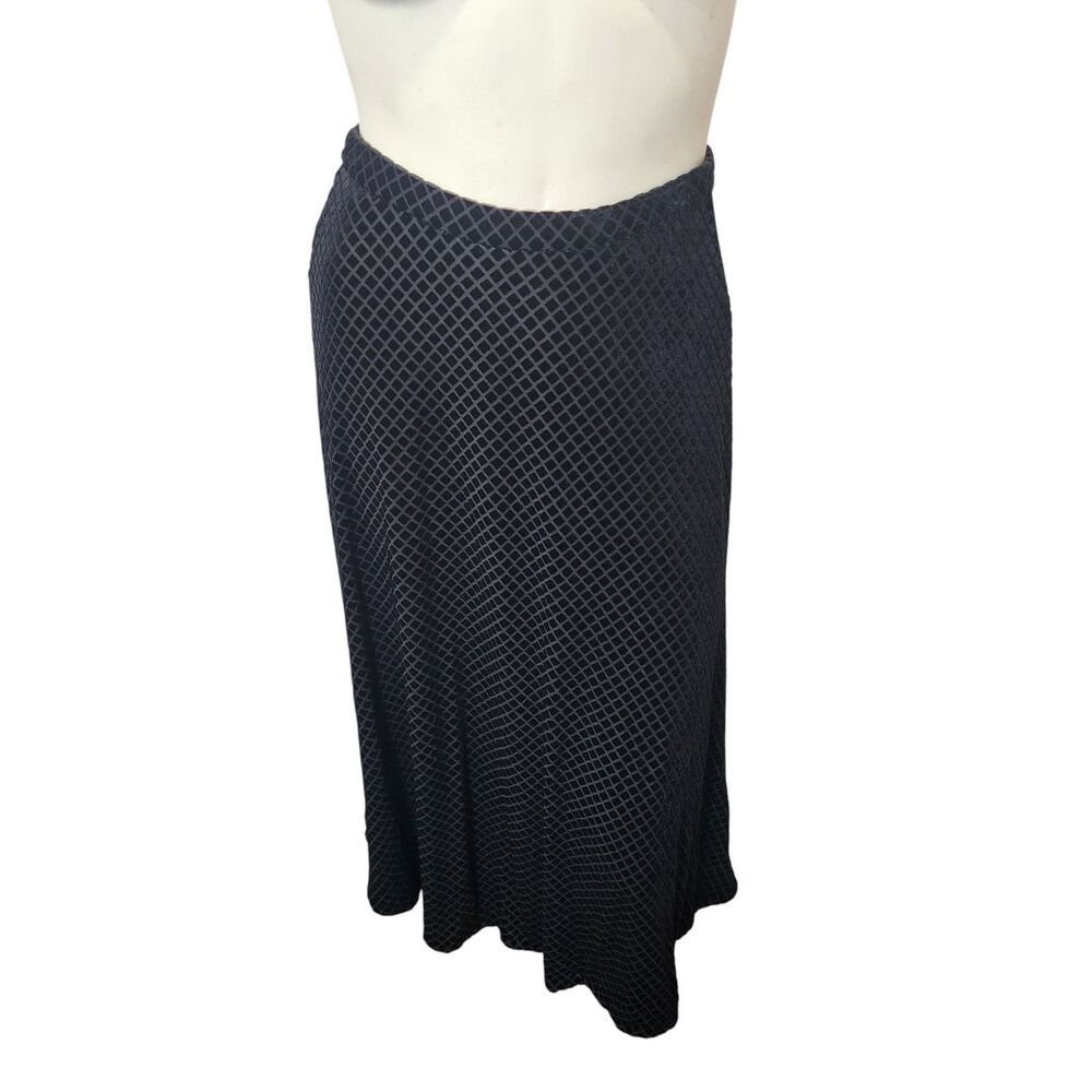 Soft Surroundings Black Velvet Burnout Midi Skirt Flowy A-Line Boho Womens